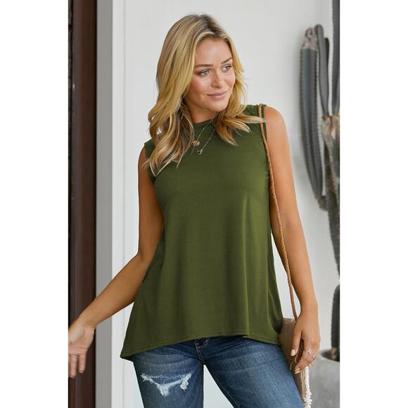 NWT OLIVE GREEN TUNIC TOP - Medium - Picture 3 of 7